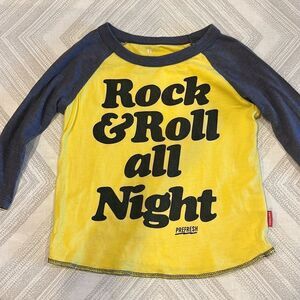 Prefresh Boys Yellow & Grey Raglan ‘Rock & Roll all Night’ Shirt - Size 4T